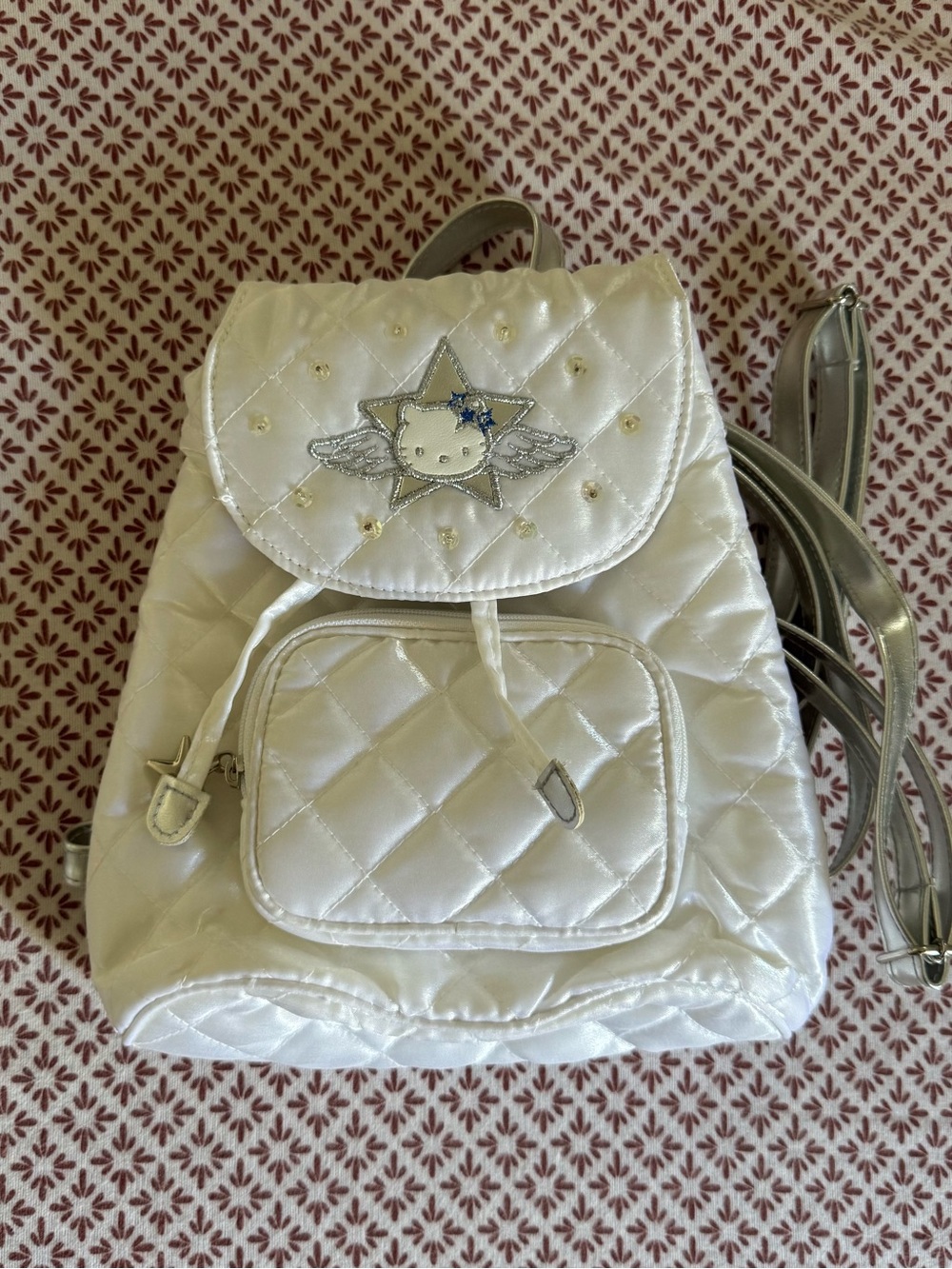 Hello kitty vintage quilted mini white backpack
